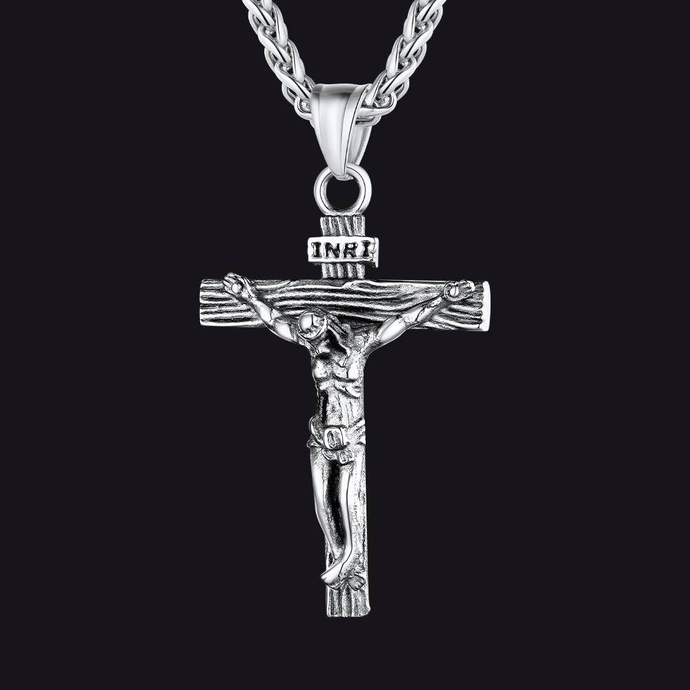 Christian Black Enamel Cross Necklace For Men Women