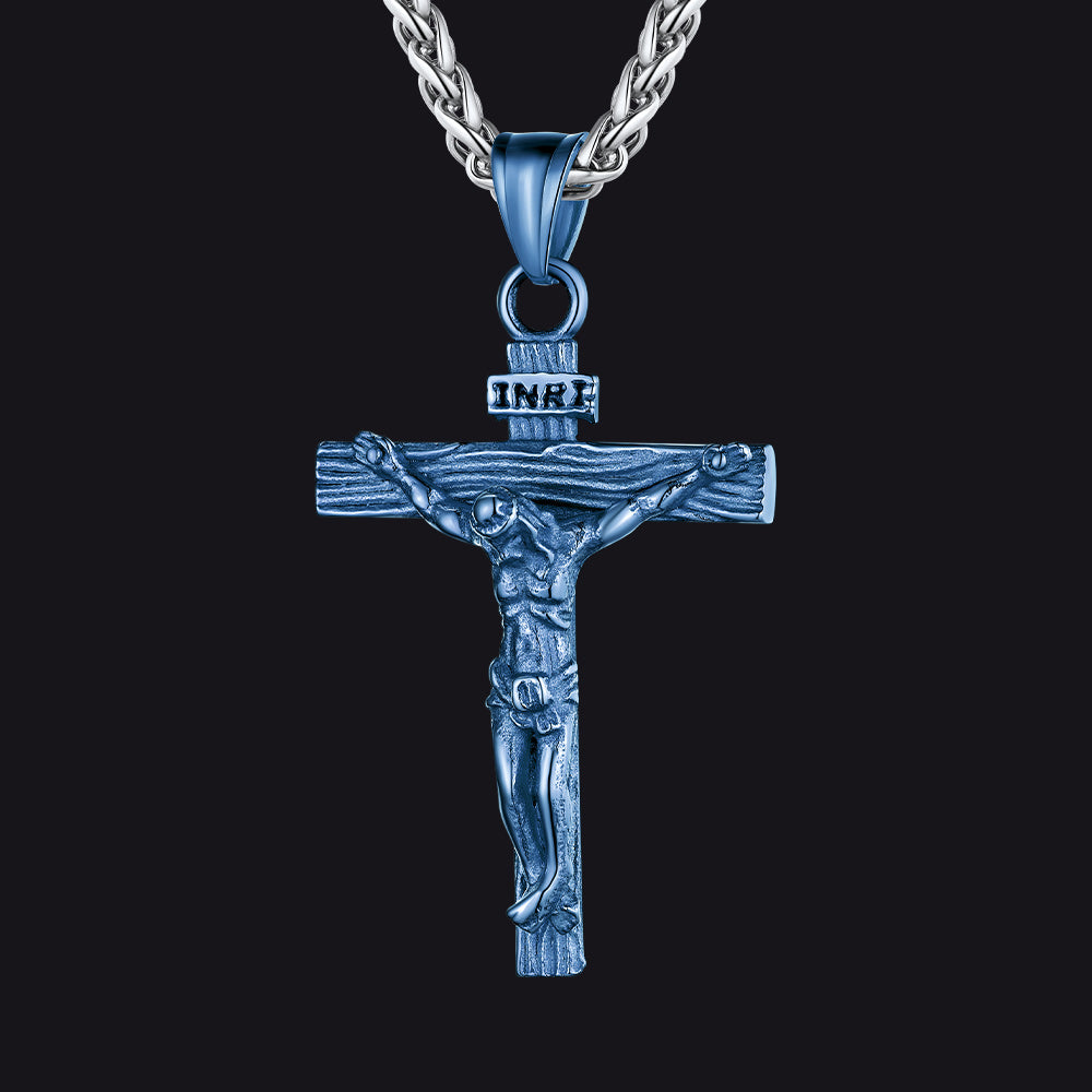 Christian Black Enamel Cross Necklace For Men Women