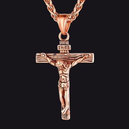 Christian Black Enamel Cross Necklace For Men Women