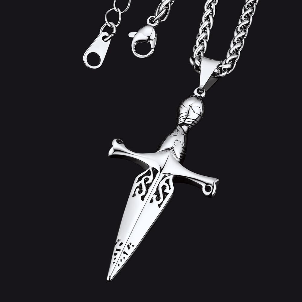 FaithHeart Cross Necklace Knife Pendant Necklace for Men FaithHeart