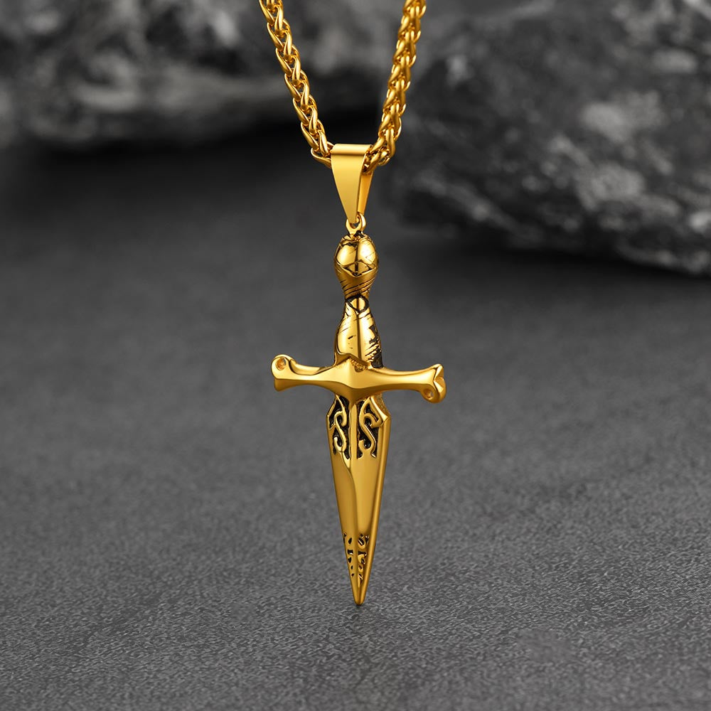 FaithHeart Cross Necklace Knife Pendant Necklace for Men FaithHeart