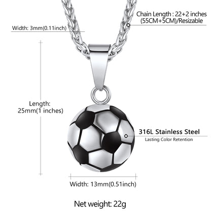 Soccer Football Necklace Sports Pendants for Men Ball Fans