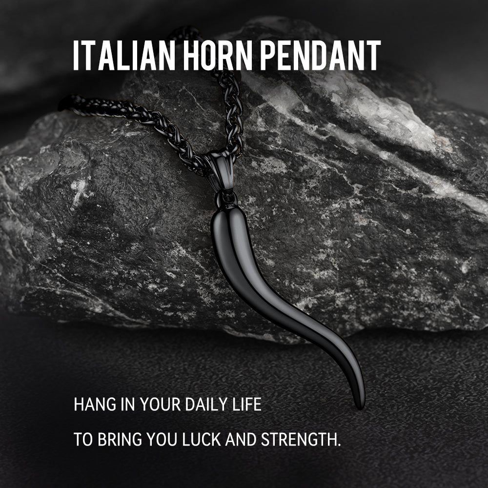 Italian Horn Necklace Cornicello Pendant for Men Women