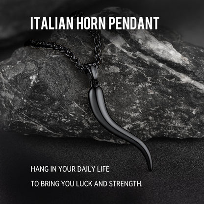 Italian Horn Necklace Cornicello Pendant for Men Women