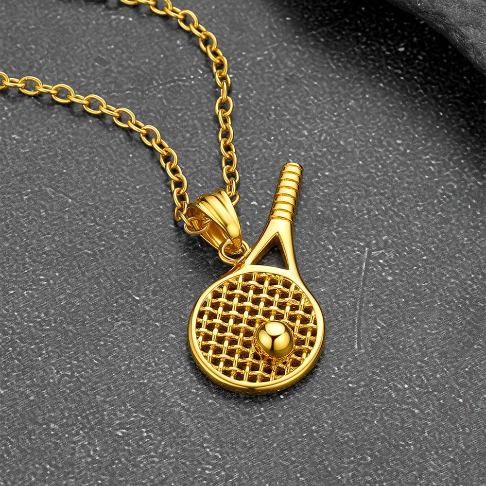 Sport Tennis Racket Necklace Sports Charm Pendant for Men Fans