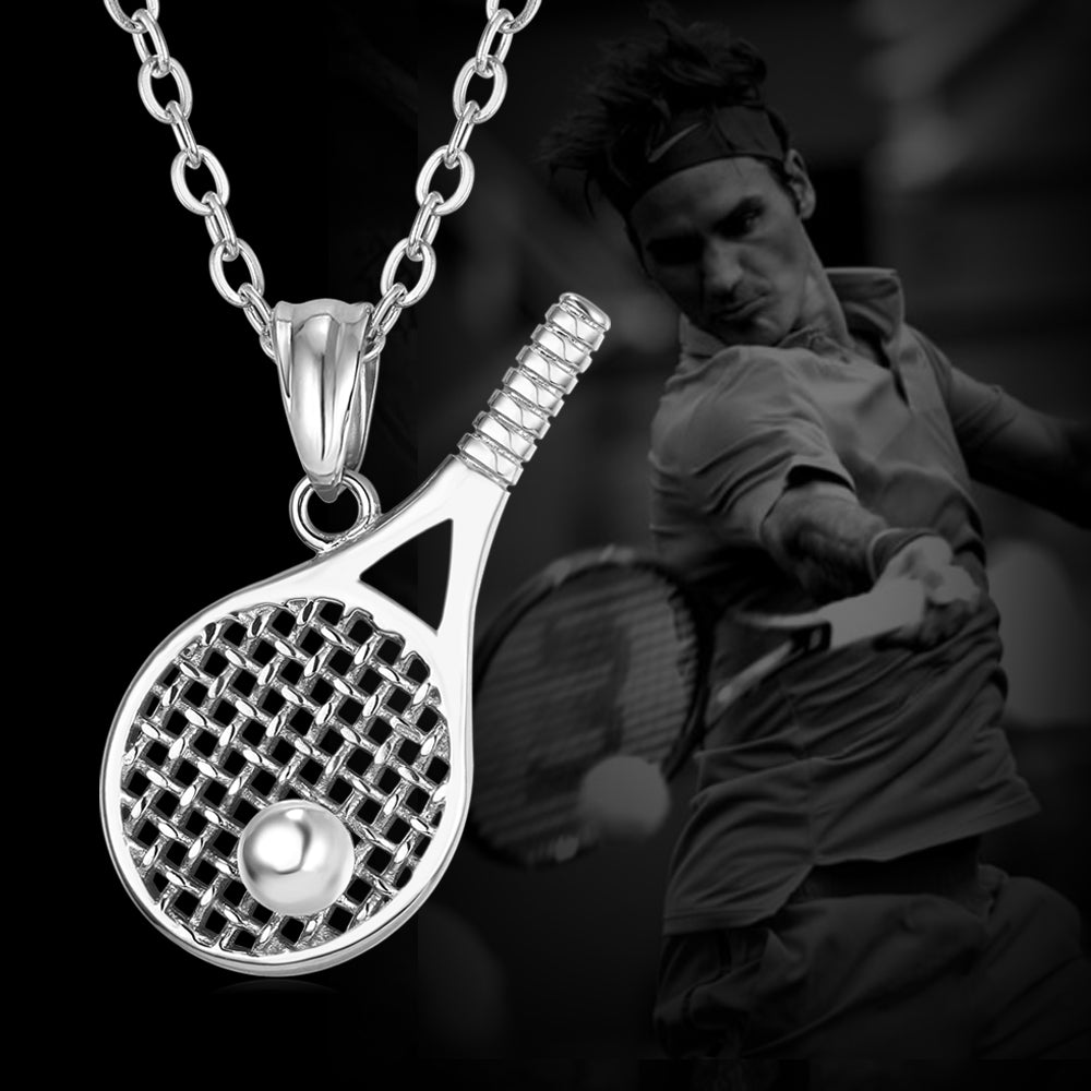 Sport Tennis Racket Necklace Sports Charm Pendant for Men Fans