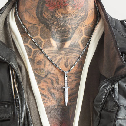 Hip Hop Knife Dagger Pendant Necklace for Men