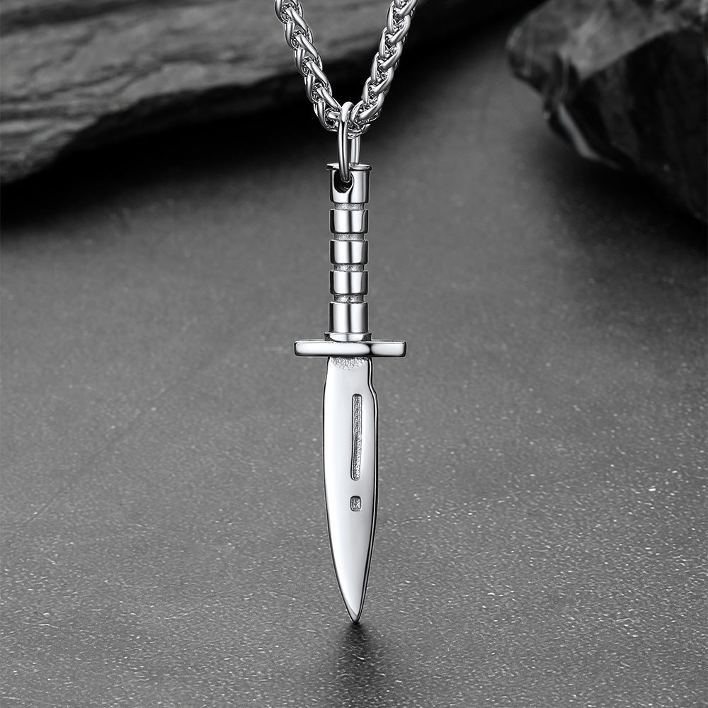 Hip Hop Knife Dagger Pendant Necklace for Men