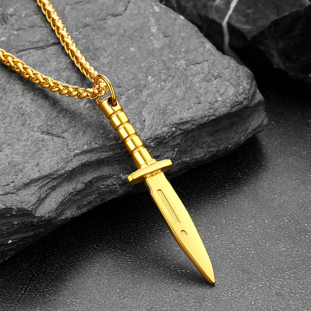 Hip Hop Knife Dagger Pendant Necklace for Men