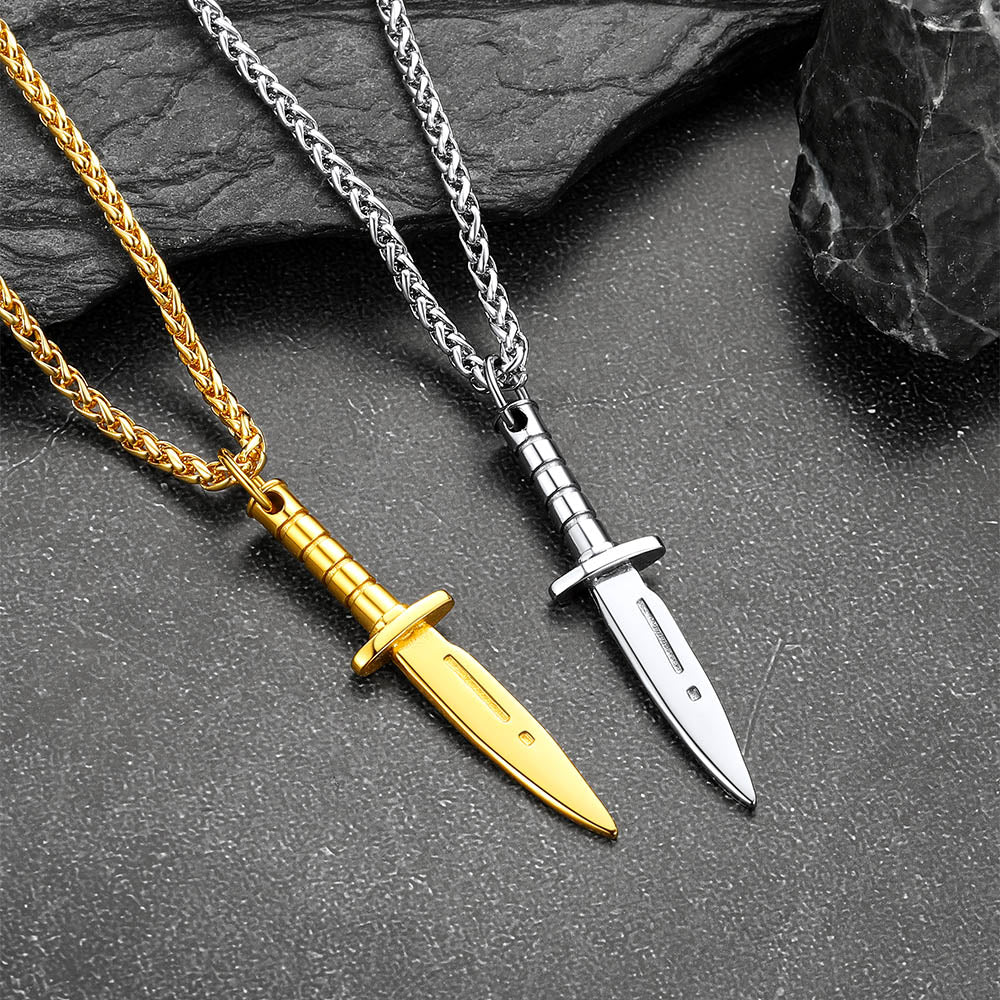 Hip Hop Knife Dagger Pendant Necklace for Men