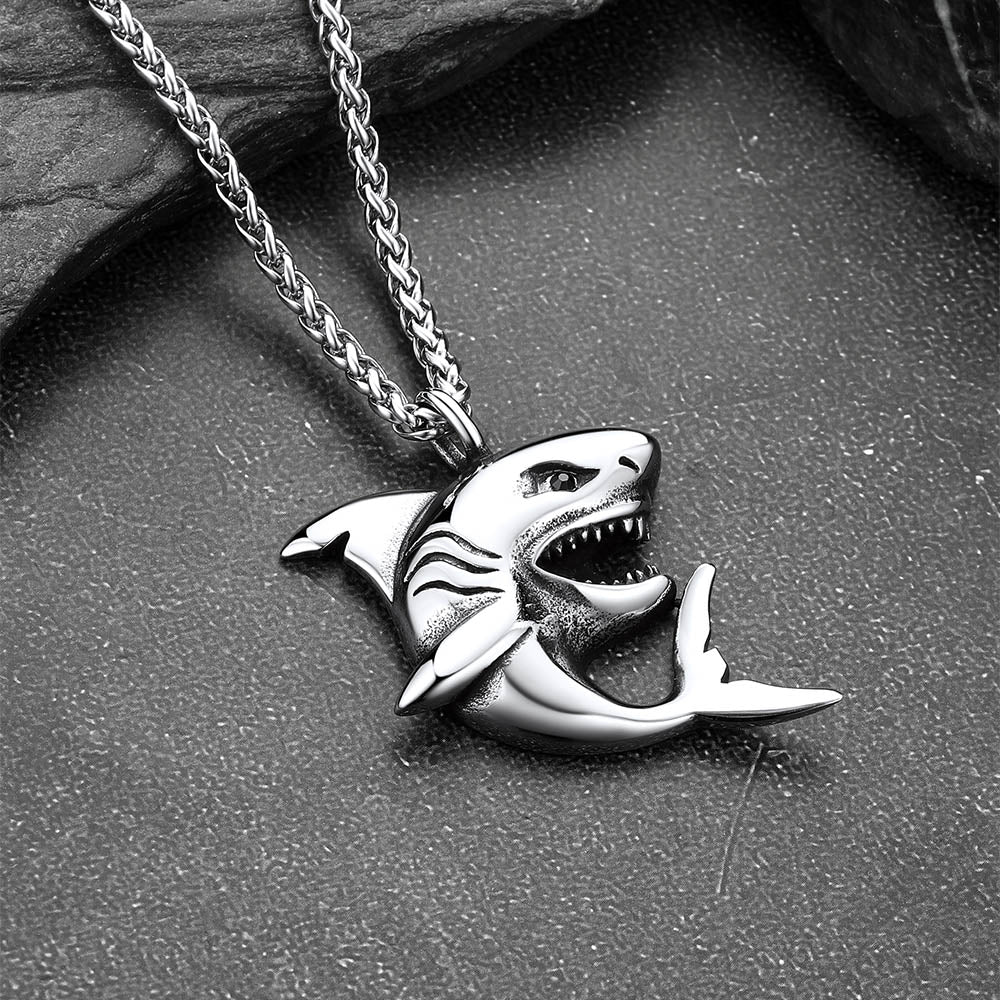 Stainless Steel Shark Pendant Necklaces For Men Women