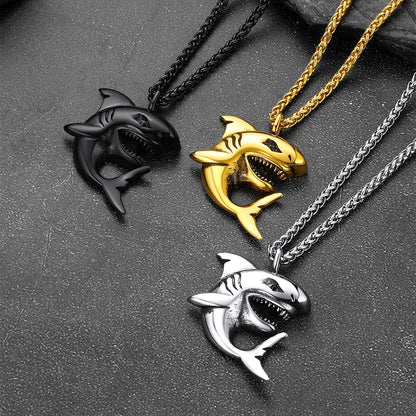 Stainless Steel Shark Pendant Necklaces For Men Women