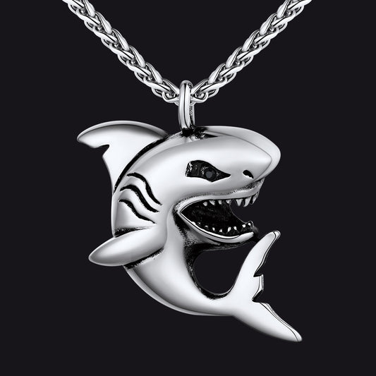 Stainless Steel Shark Pendant Necklaces For Men Women