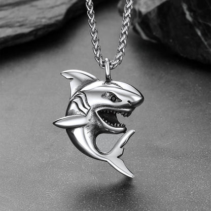 Stainless Steel Shark Pendant Necklaces For Men Women