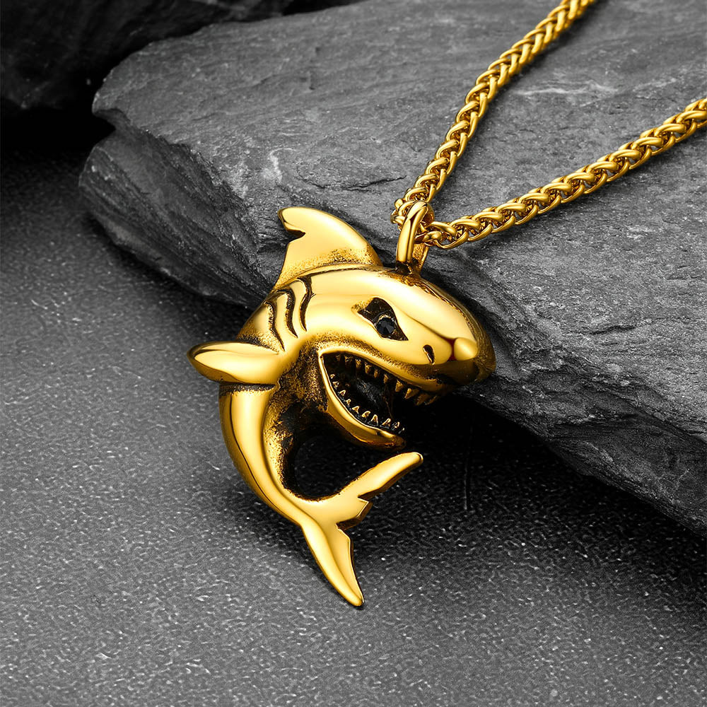 Stainless Steel Shark Pendant Necklaces For Men Women