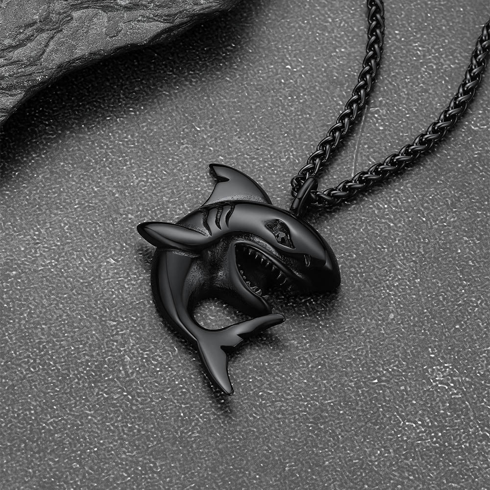 Stainless Steel Shark Pendant Necklaces For Men Women