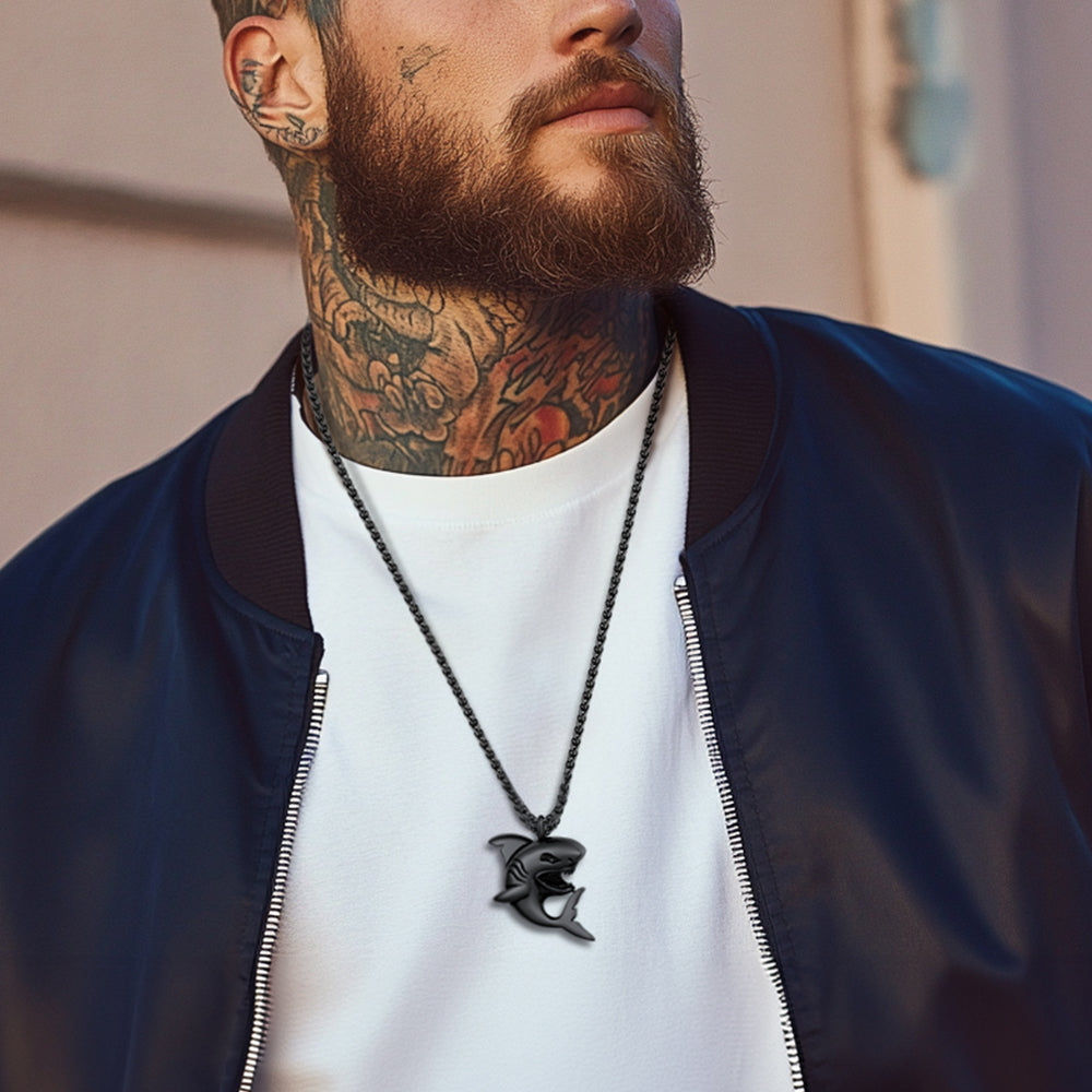 Stainless Steel Shark Pendant Necklaces For Men Women