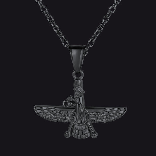 Stainless Steel Faravahar Pendant Necklace For Men