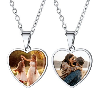 Customized Double-sided Picture Heart Necklace for Women