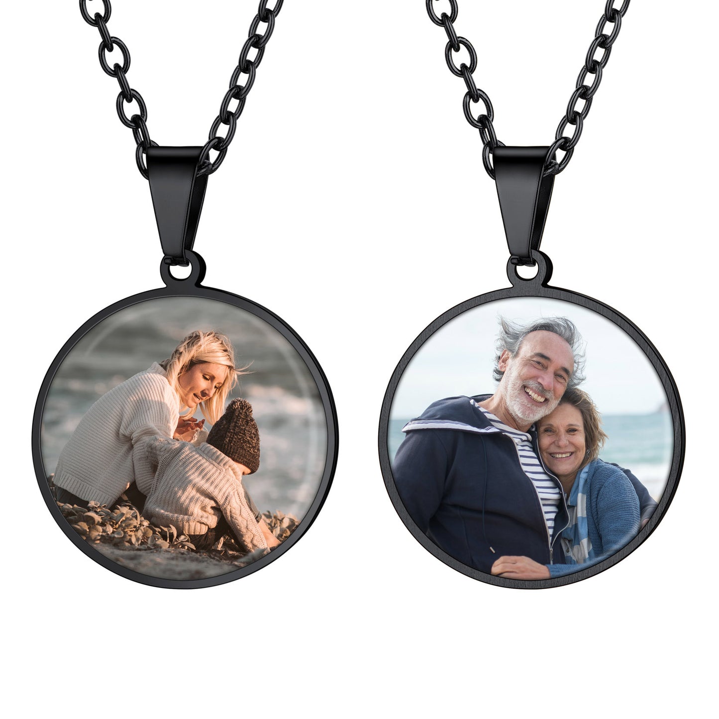 Personalized Photo Locket Necklace Black Finish