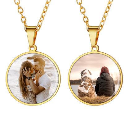 Personalized Photo Locket Necklace Gold Finish