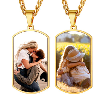 Personalized Double-side Photo Dog Tag Necklace with Picture for Men Women