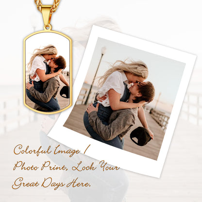 Personalized Double-side Photo Dog Tag Necklace with Picture for Men Women