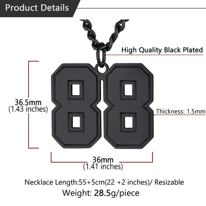 Personalized Sports Jersey Number Chain Necklace  Fans Pendant