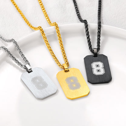 Customized Jersey Number Dog Tag Pendant Necklace For Men