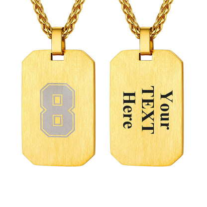 Customized Jersey Number Dog Tag Pendant Necklace For Men