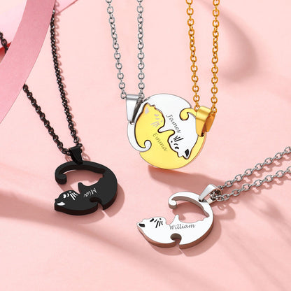 Custom Cat  Matching Necklace For Couple BIRTHSTONES JEWELRY INC