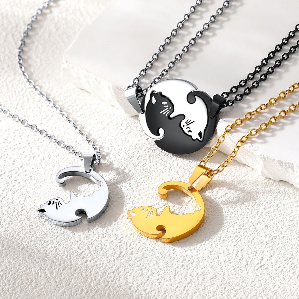 Custom Cat  Matching Necklace For Couple