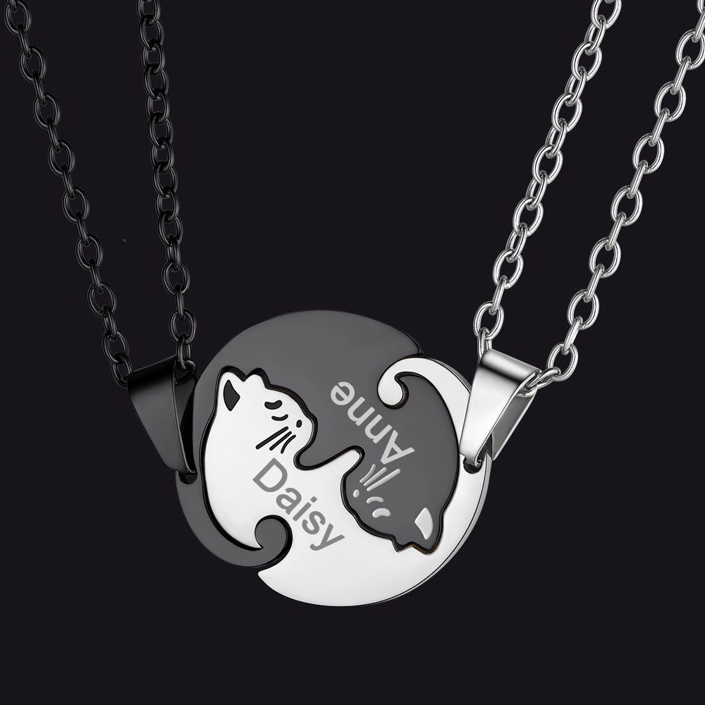 Custom Cat  Matching Necklace For Couple