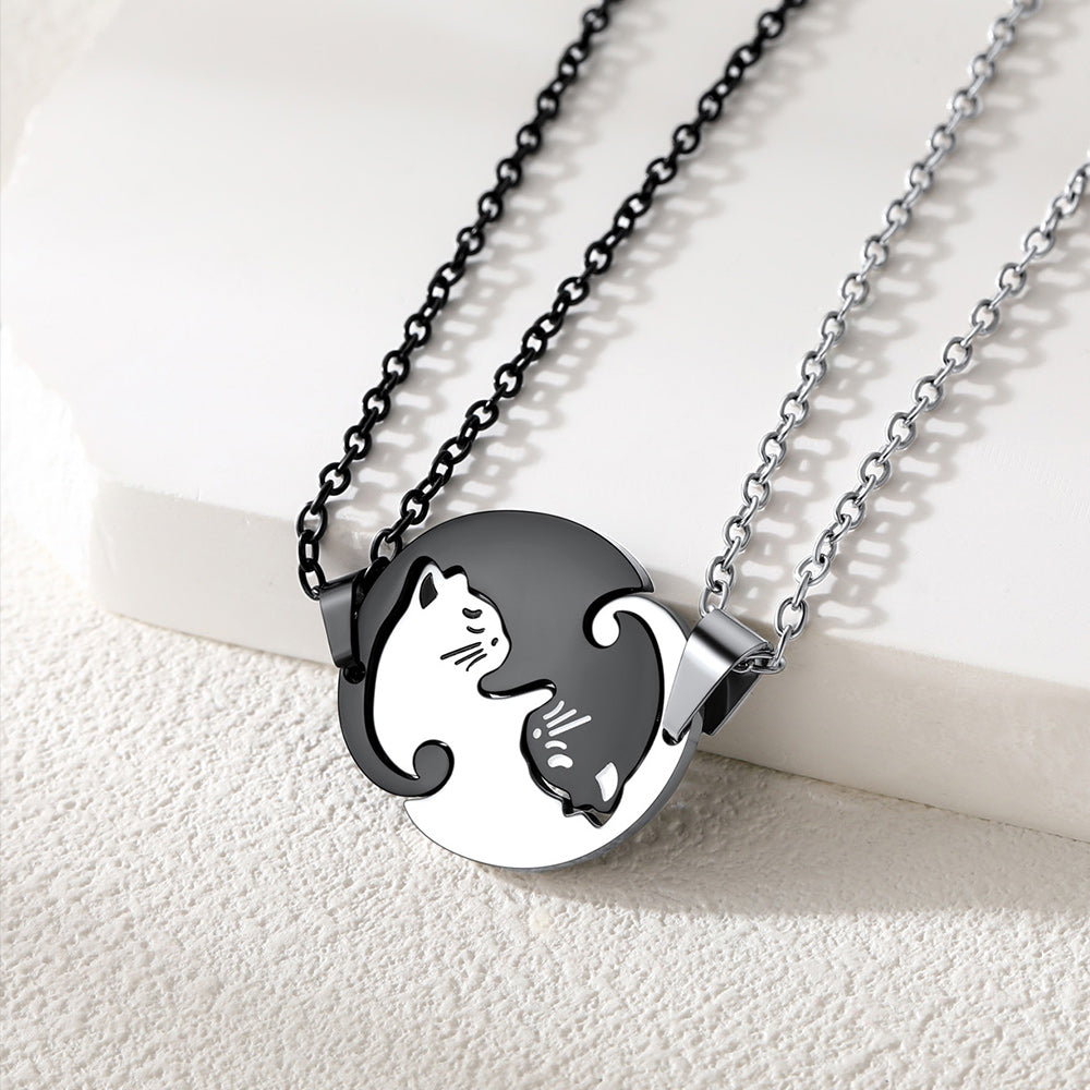 Custom Cat  Matching Necklace For Couple