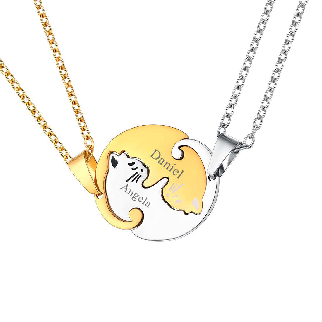 Custom Cat  Matching Necklace For Couple BIRTHSTONES JEWELRY INC