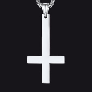 Silver Inverted cross pendant necklace for men