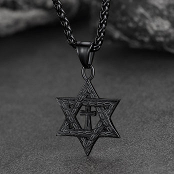 FaithHeart Jewish Star of David Cross Necklace For Men FaithHeart