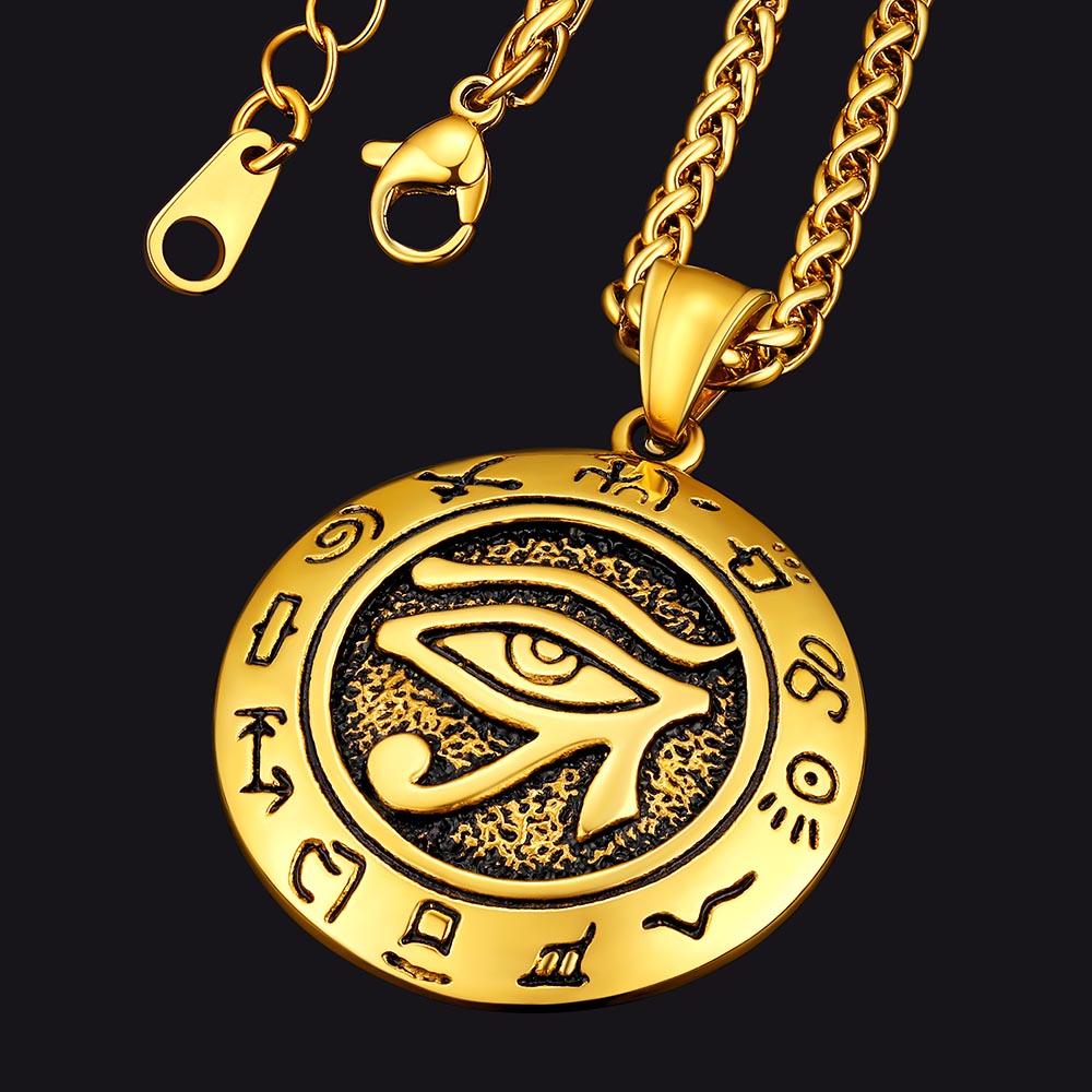 FaithHeart Egyptian Eye of Horus Medal Necklace For Men FaithHeart