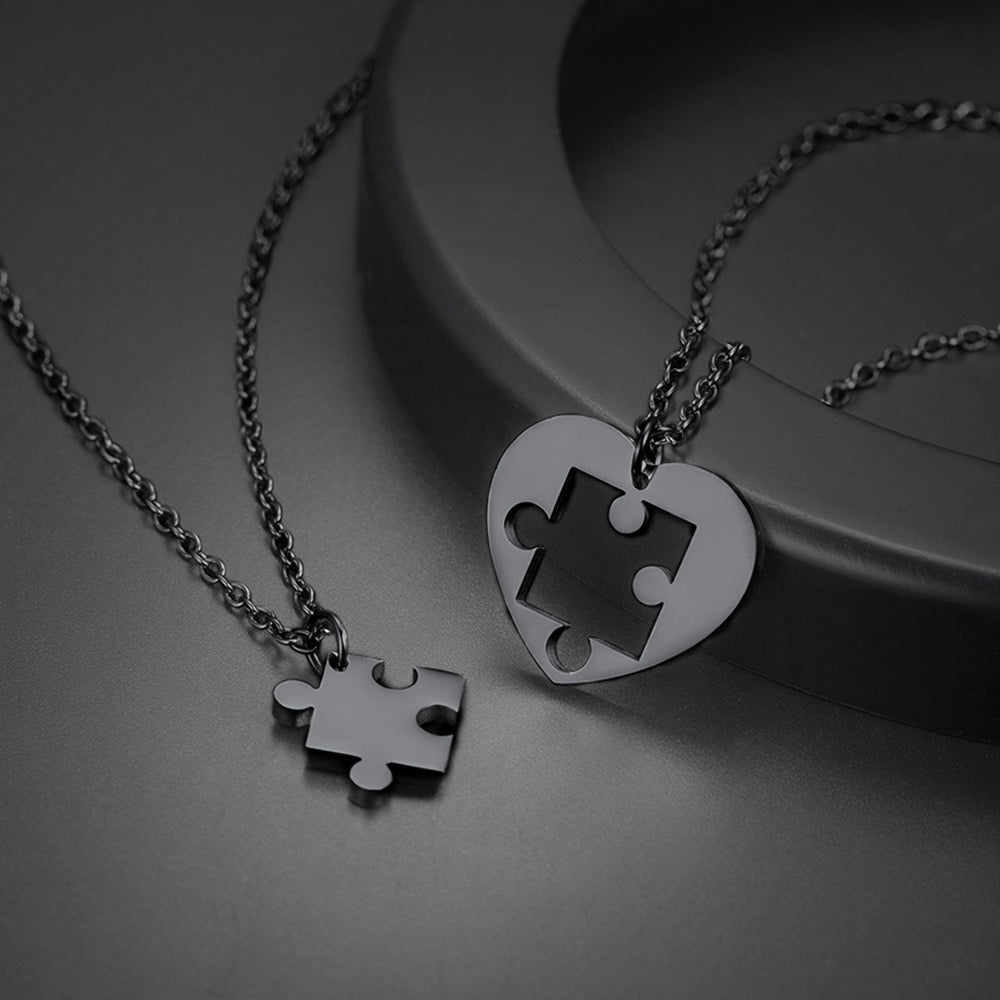 matching heart puzzle necklace gift for couple