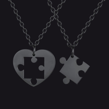 customized heart puzzle matching necklaces for couple