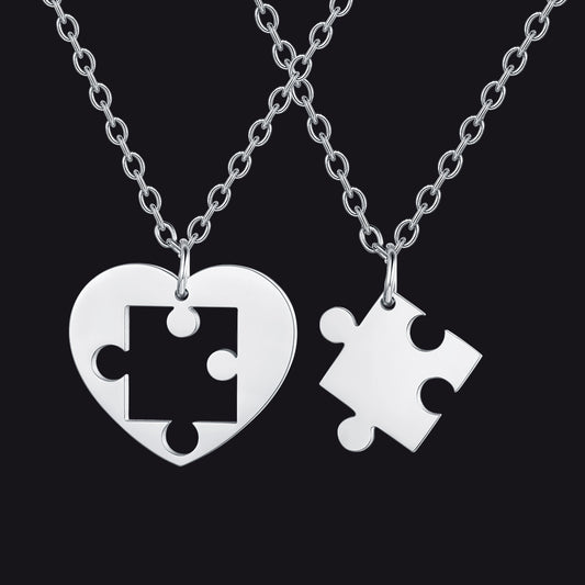 personalized heart puzzle necklace set for loversimg