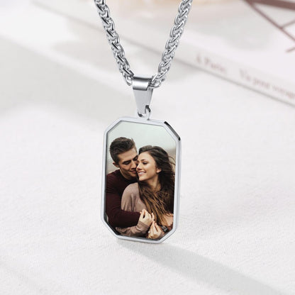 Customized Engraved Photo Dog Tag Necklace for Men/Women