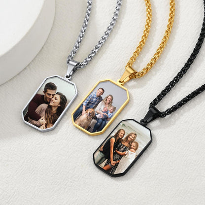 Customized Engraved Photo Dog Tag Necklace for Men/Women