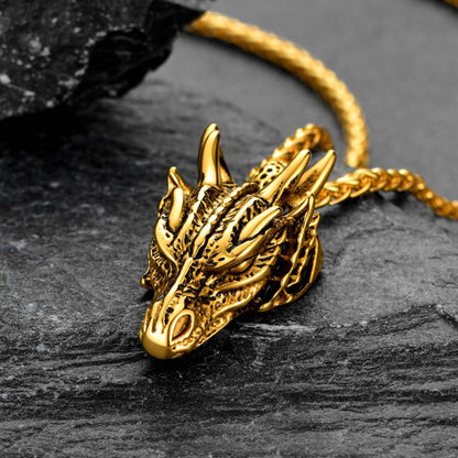 FaithHeart Dragon Head Pendant Necklace for Men Women FaithHeart