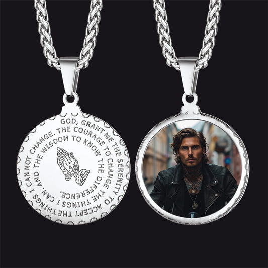 FaithHeart Custom Lords Praying Hands Coin Medal Necklace with Picture FaithHeart