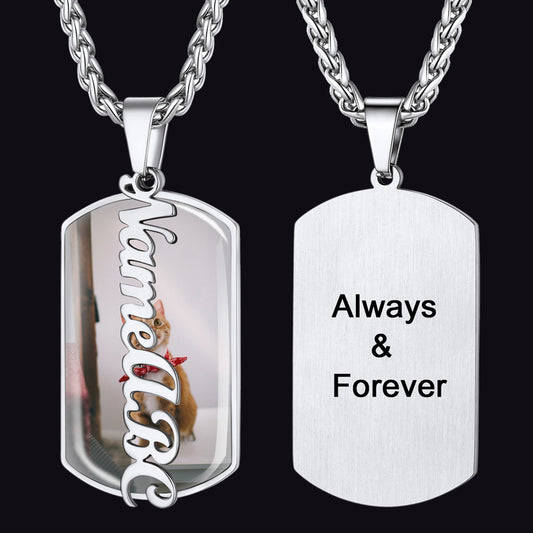 FaithHeart Military Dog Tags With Picture Name Custom Memorial Necklace FaithHeart