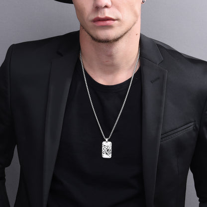 Mechanical Gear Dog Tag Pendant Necklace for Men