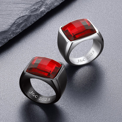 Custom Gemstone Signet Band Ring for Men