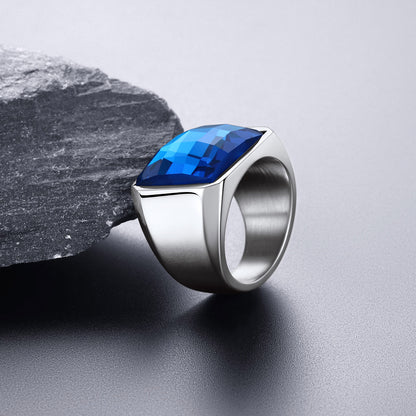 Custom Gemstone Signet Band Ring for Men