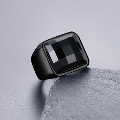 Custom Gemstone Signet Band Ring for Men